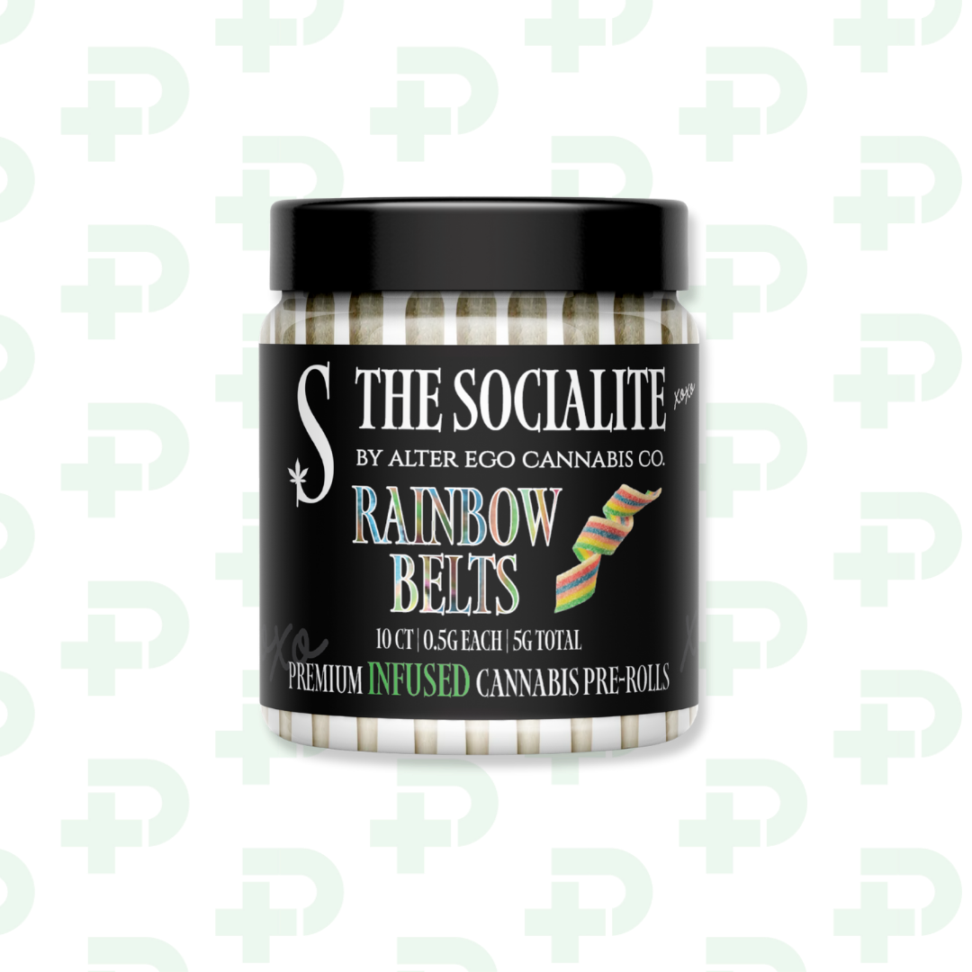 Photograph of product: The Socialite by Alter Ego - 10 Pack Infused Preroll - Rainbow Belts