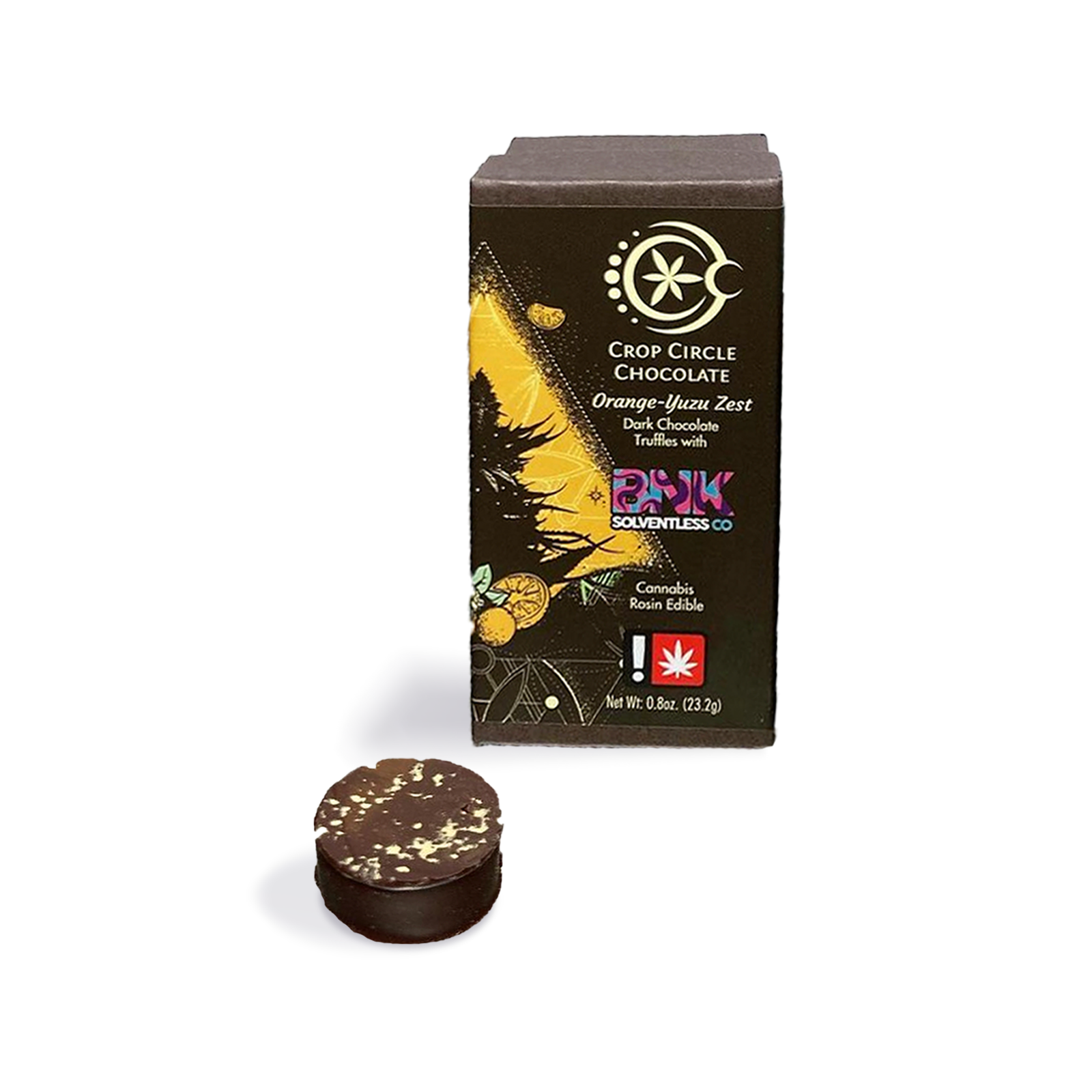 Photograph of product: Rosin Infused Orange Yuzu Zest Dark Chocolate Truffles 2-pack
