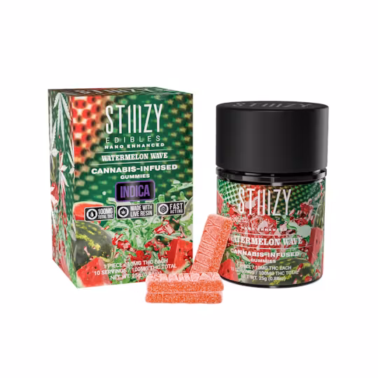 Photograph of product: Watermelon Wave [I] | 100MG (10pk) Fast-Acting Gummies | STIIIZY