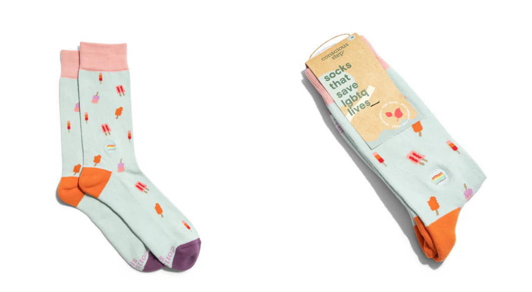 Photograph of product: Conscious Step - Socks That Save LGBTQ Lives - Blue Popsicles (Small)