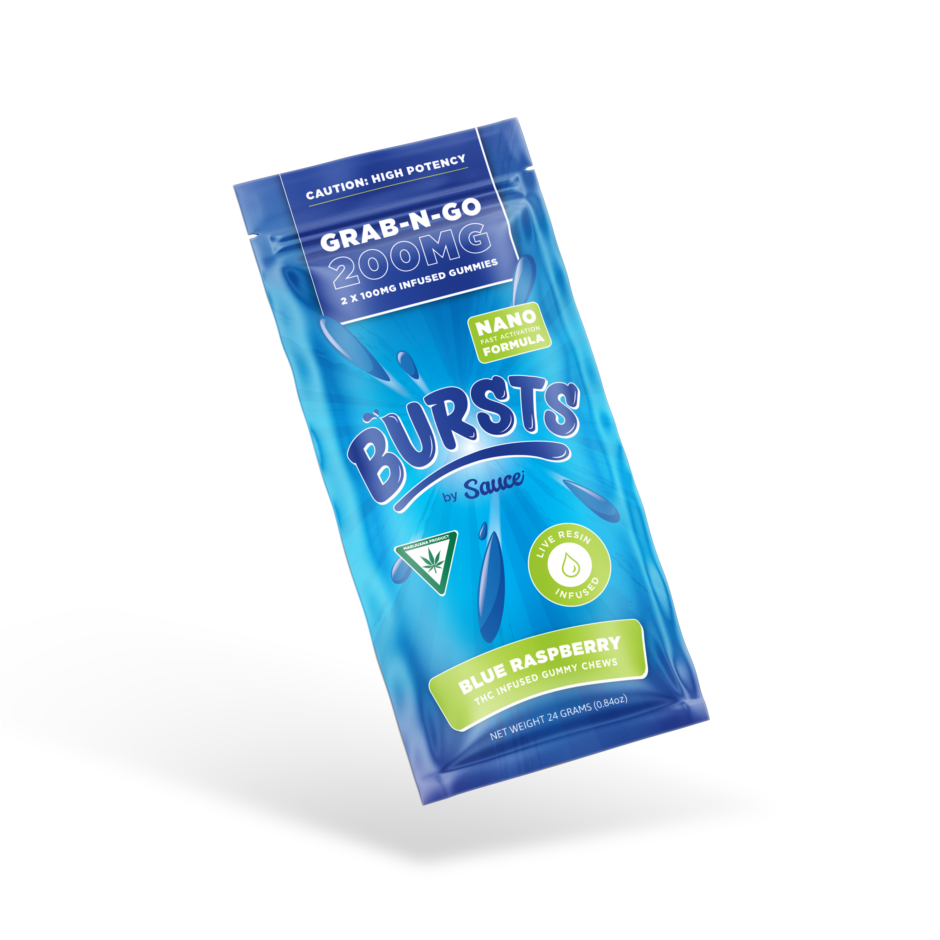 Photograph of Product: Bursts | Live Resin Gummy | Blue Raspberry | 200mg