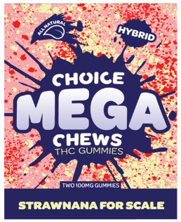 Photograph of product: Choice Mega Chews - Strawnana for Scale (2x100) 200mg