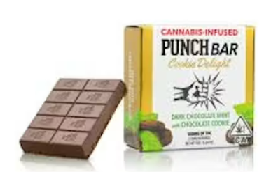 Photograph of product: Punch Bar 100mg - Dark Chocolate Mint x Chocolate Cookie (H)