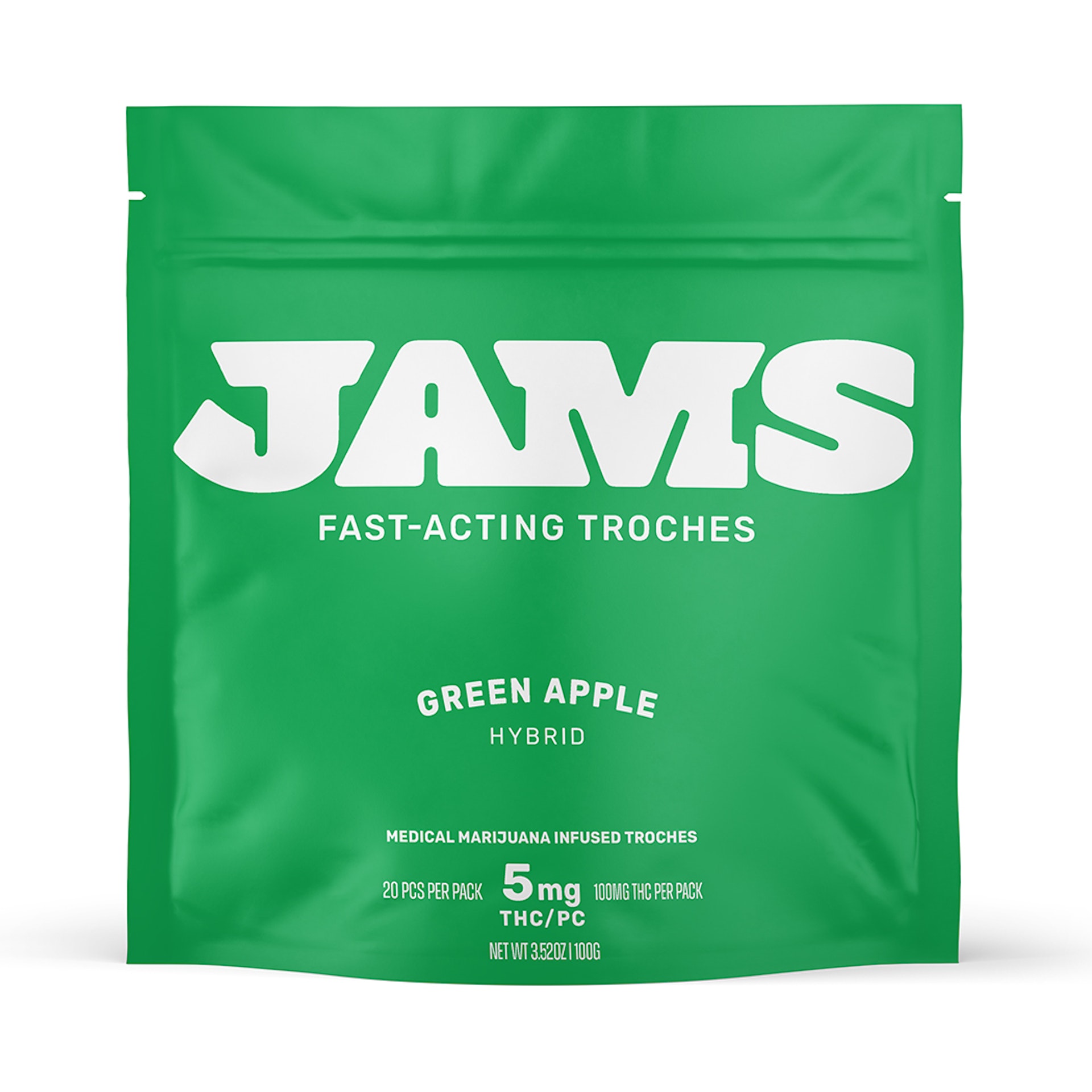 Photograph of product: JAMS Green Apple (H) Fast Acting Troche 5mg (20pk)
