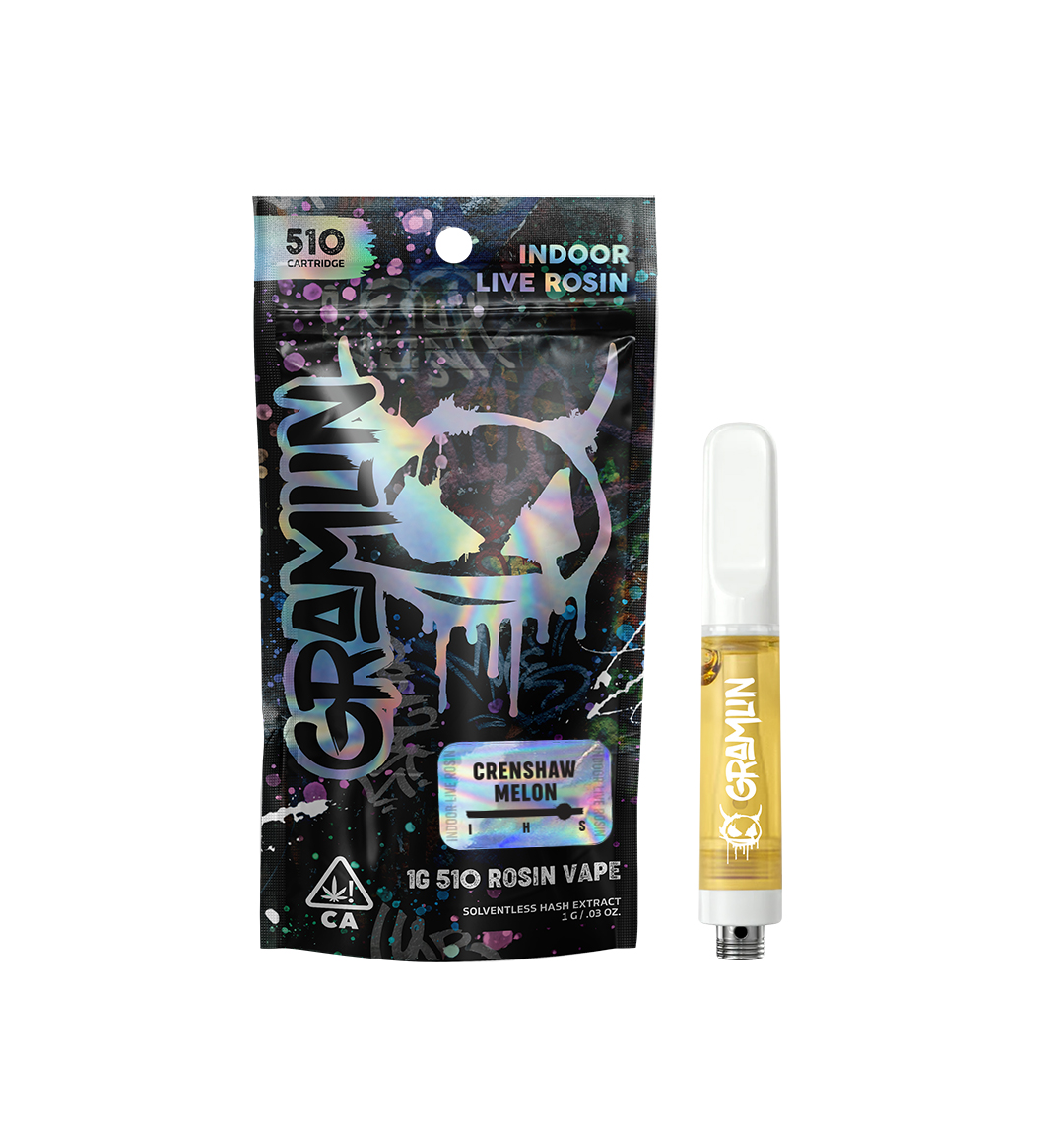 Photograph of product: GRAMLIN LIVE ROSIN 510 VAPE - CRENSHAW MELON 1G