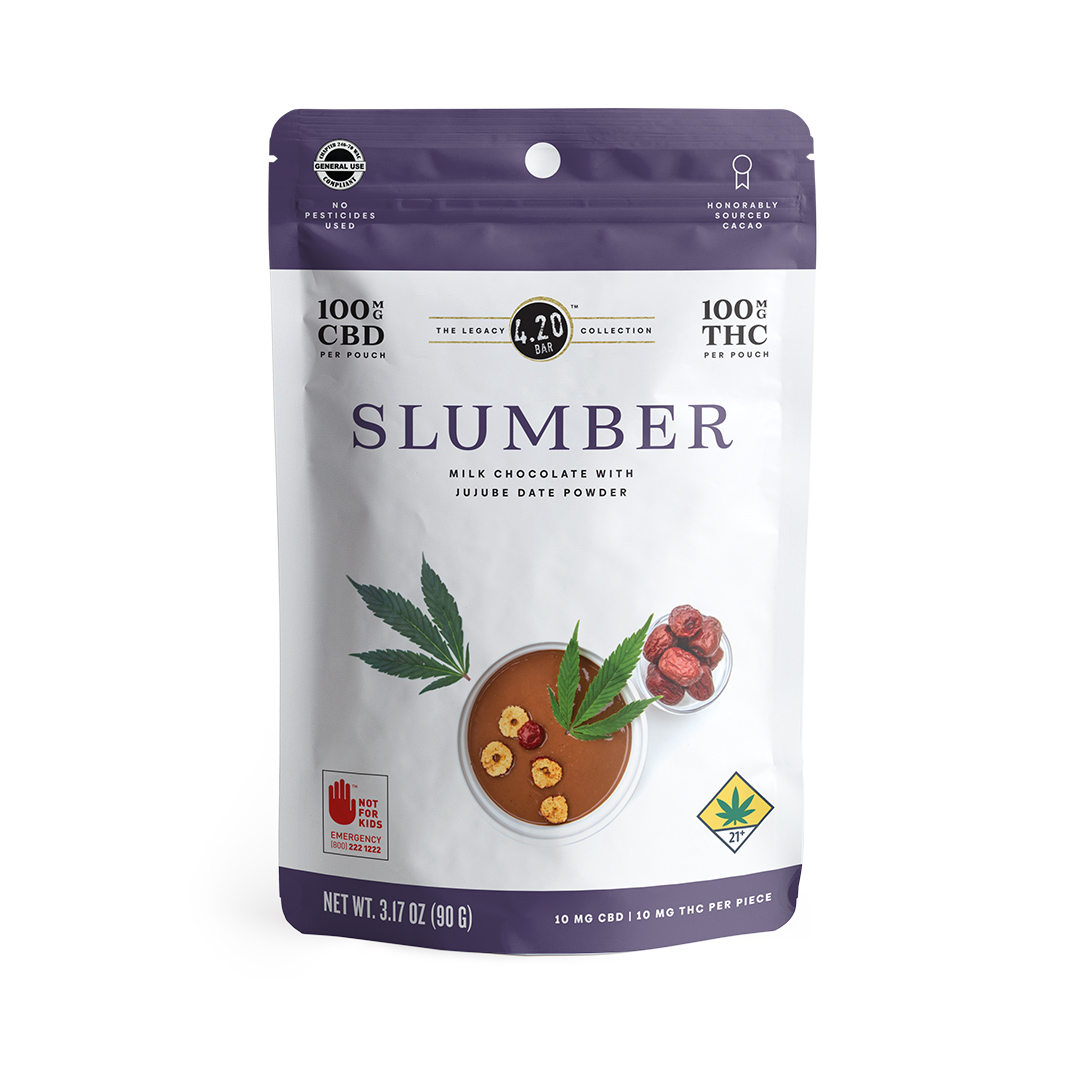 Photograph of product: 420 Mini Legacy | Slumber Milk Chocolate with Jujube Date Powder | DOH | 10pk | 100mg TH-oui 100mg CBD : 100mg CBN