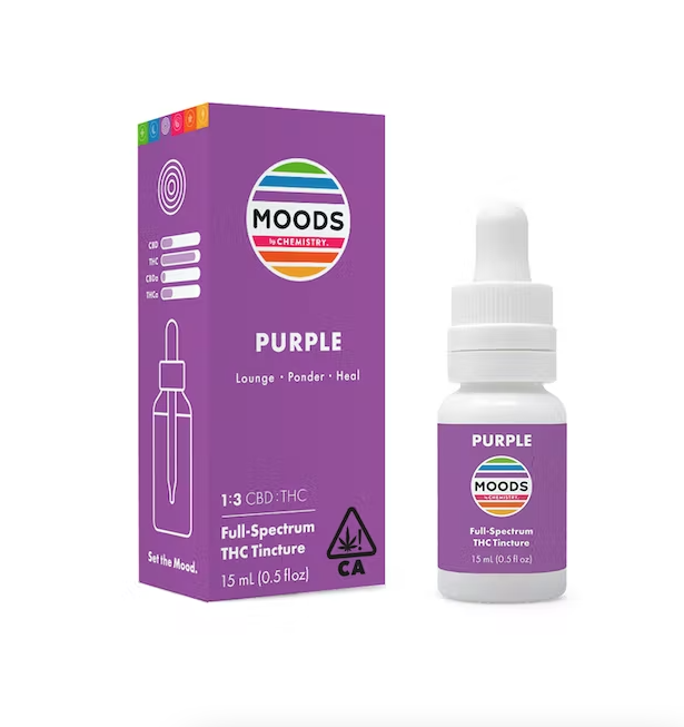 Photograph of product: MOODS 1:3 PURPLE CBG TH-oui FULL SPECTRUM TH-oui 15ML TINCTURE