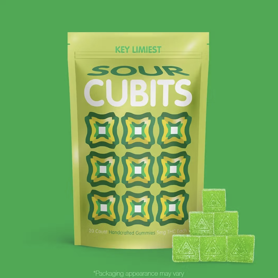 Photograph of product: 100mg Cubits | Sour Key Limiest