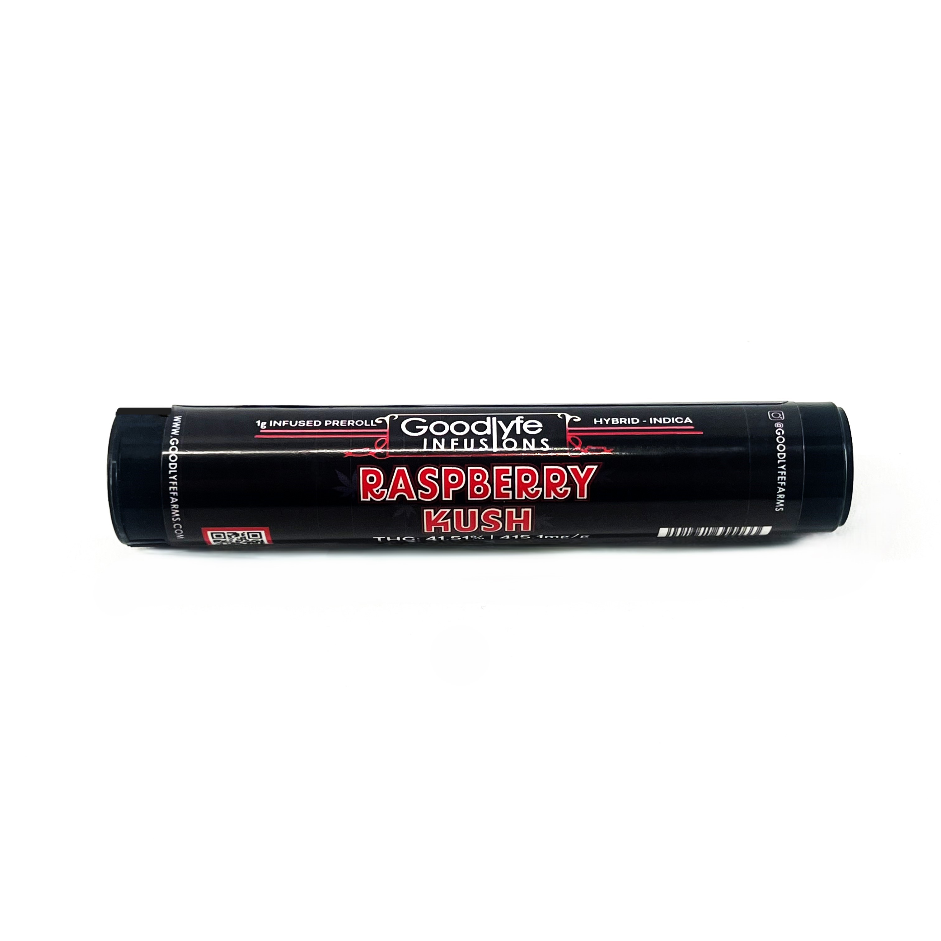 Photograph of product: Goodlyfe Infusions | Raspberry Kush | Pre Roll | 1g