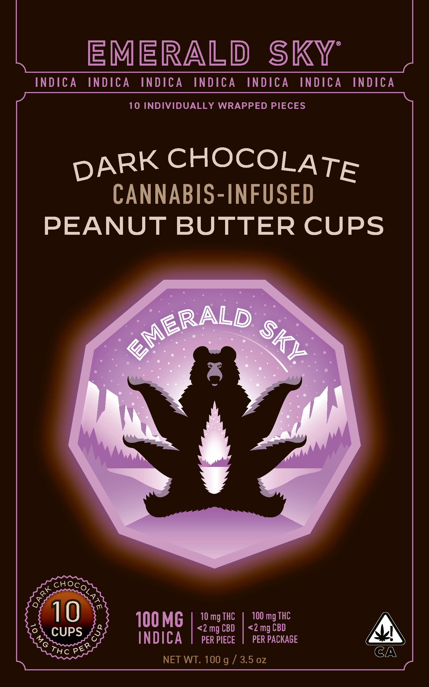 Photograph of product: Dark Chocolate Peanut Butter Cups - 100mg Oui'd 10pk | Emerald Sky
