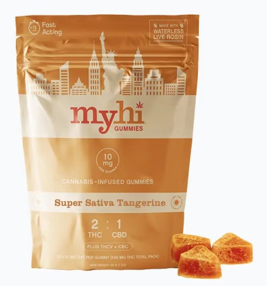 Photograph of product: MyHi | Tangerine | Oui'd | 3:1 | Gummies | 100mg