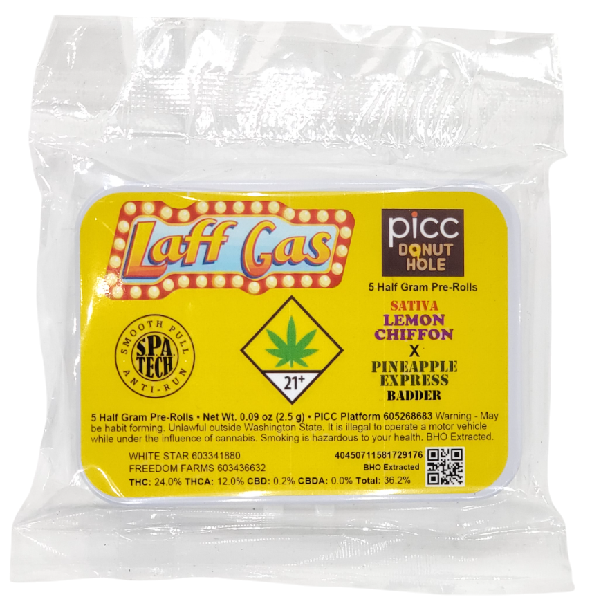 Photograph of product: LAFF GAS IPR Pack Lemon Chiffon (White Star) & Pineapple Express (Freedom Farms) 5 x 0.5g