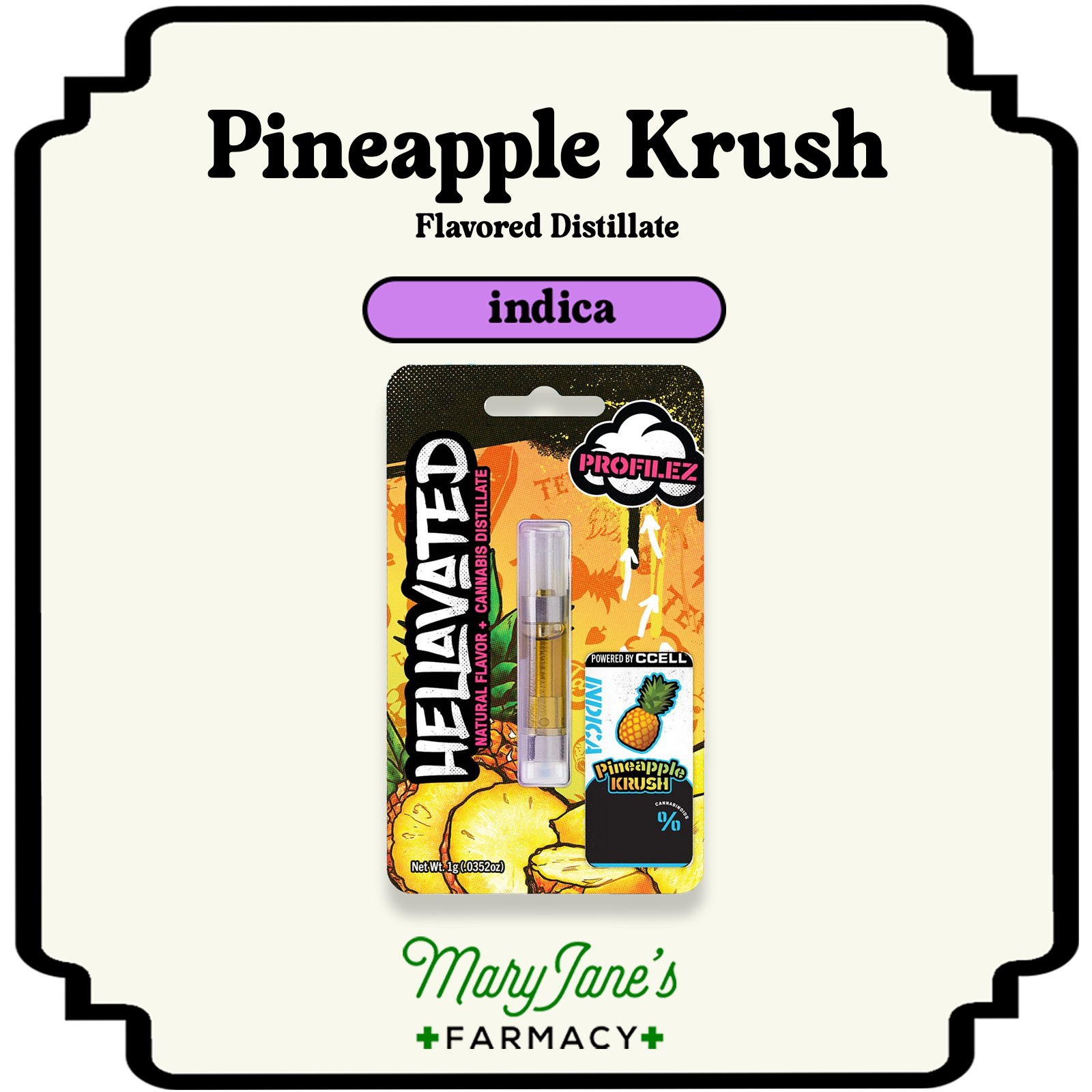 Photograph of product: Pineapple Krush Profilez Flavored Distillate Cartridge | 1g