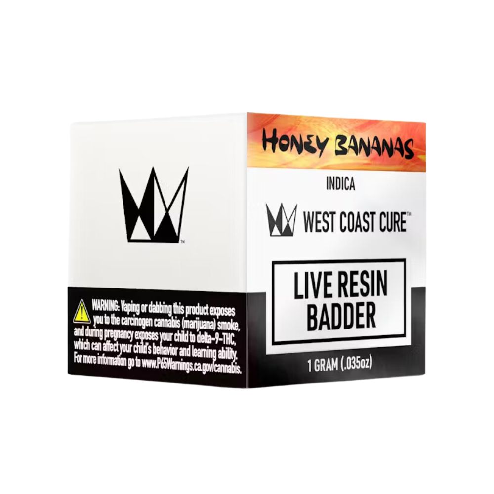 Photograph of product: HONEY BANANAS LIVE RESIN BADDER 1G - WEST COAST CURE