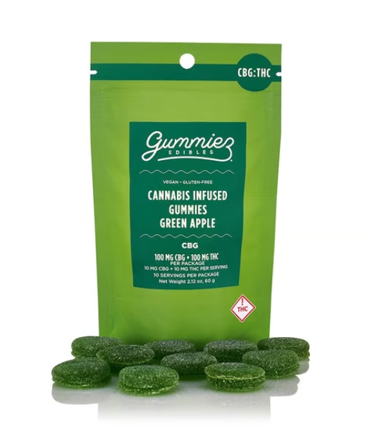 Photograph of product: Green Apple Gummies 100mg (10-Pack | 10mg Each)
