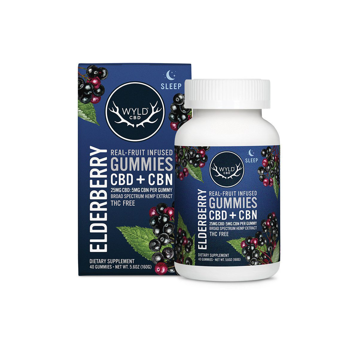 Photograph of product: WYLD - Elderberry Hemp 5:1 CBD:CBN - Gummies 40pc 1000mg