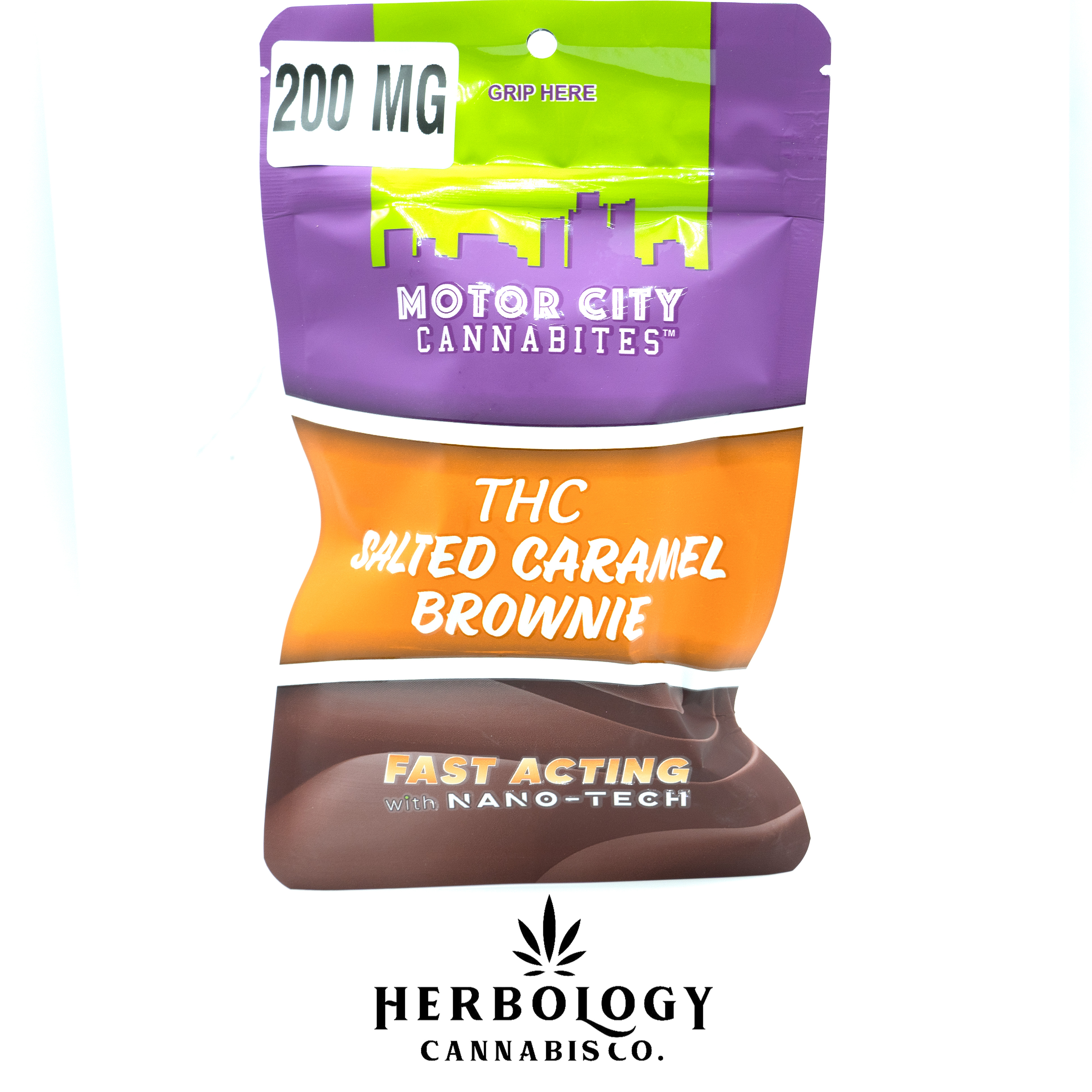 Photograph of product: Motorcity Cannabites | Fast-Acting Brownie | Salted Caramel | 200mg