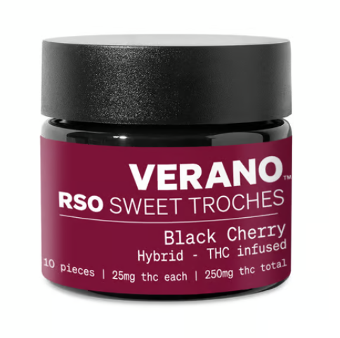 Photograph of product: 10pk/25mg RSO Troches (Sweet - Black Cherry)