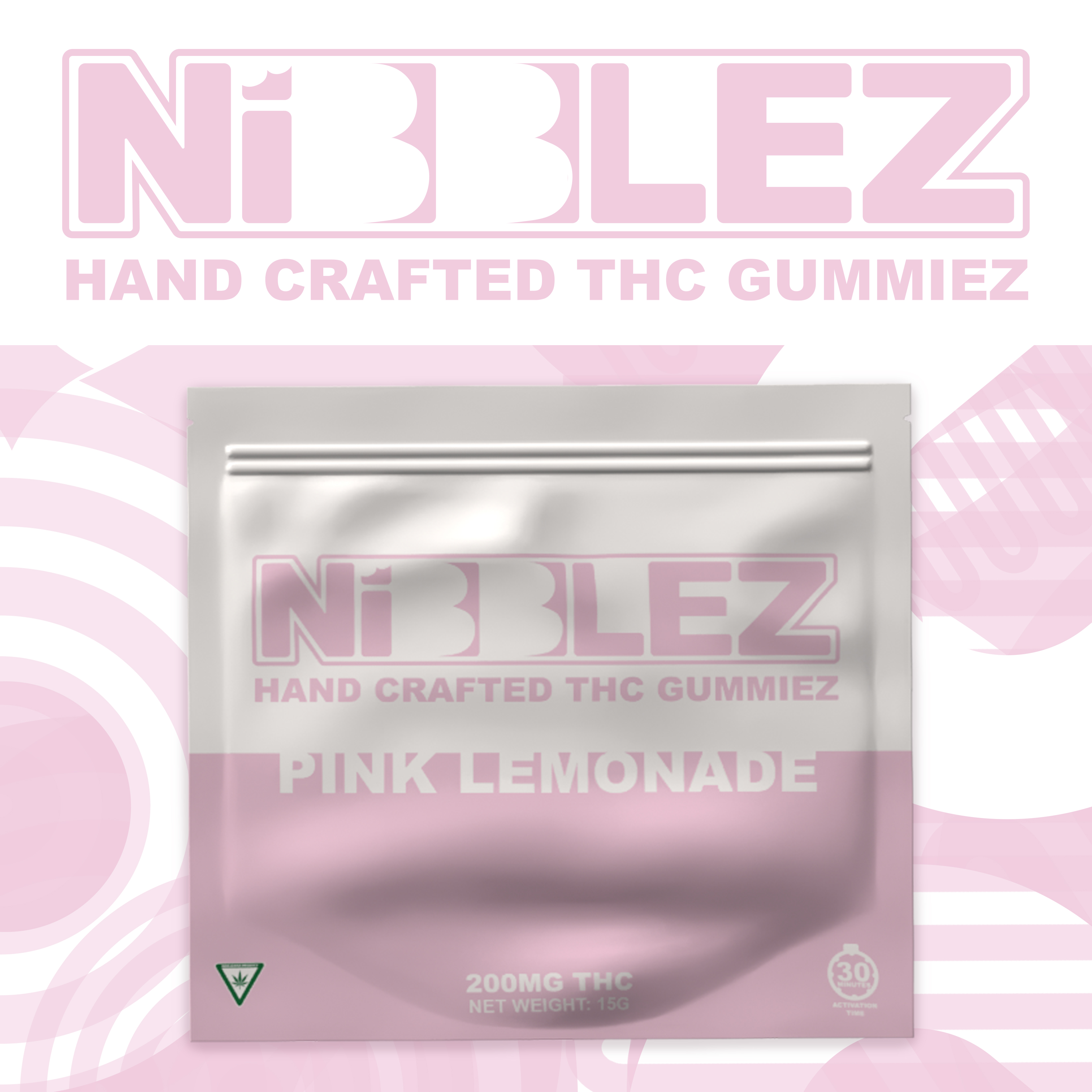 Photograph of product: Nibblez | Gummy | Pink Lemonade | 200mg