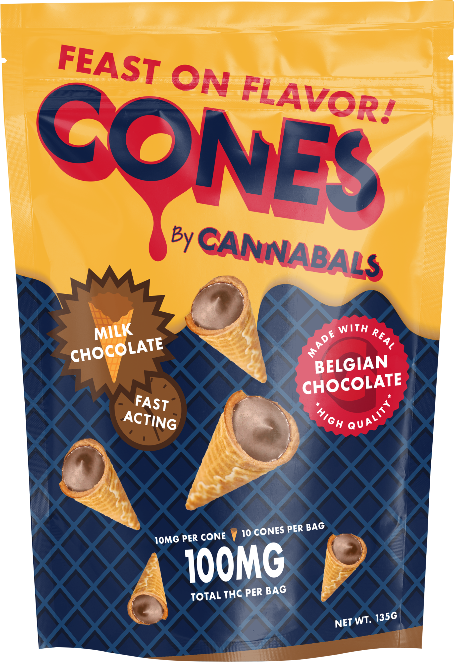 Photograph of product: Cannabals | Milk Chocolate Cones | 10pk 100mg