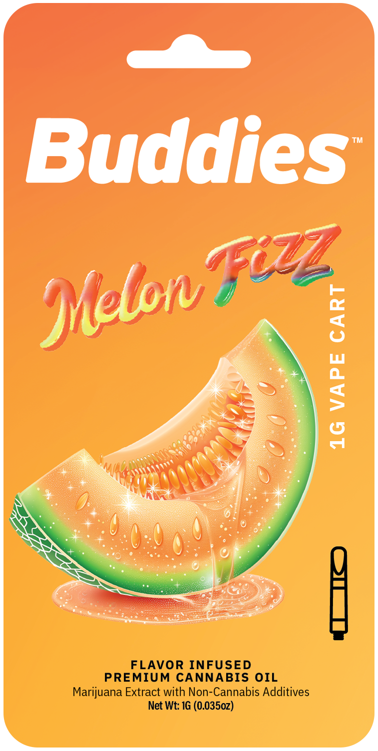 Photograph of product: Buddies - Melon Gum - 1g Distillate Cart (Mylar)