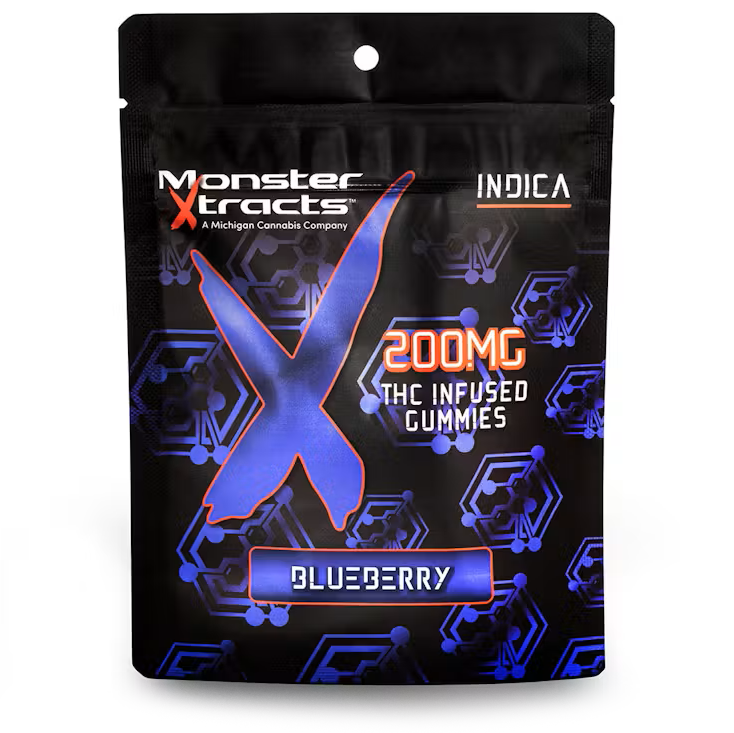 Photograph of product: Monster Xtracts Blueberry Gummies 200mg Rec