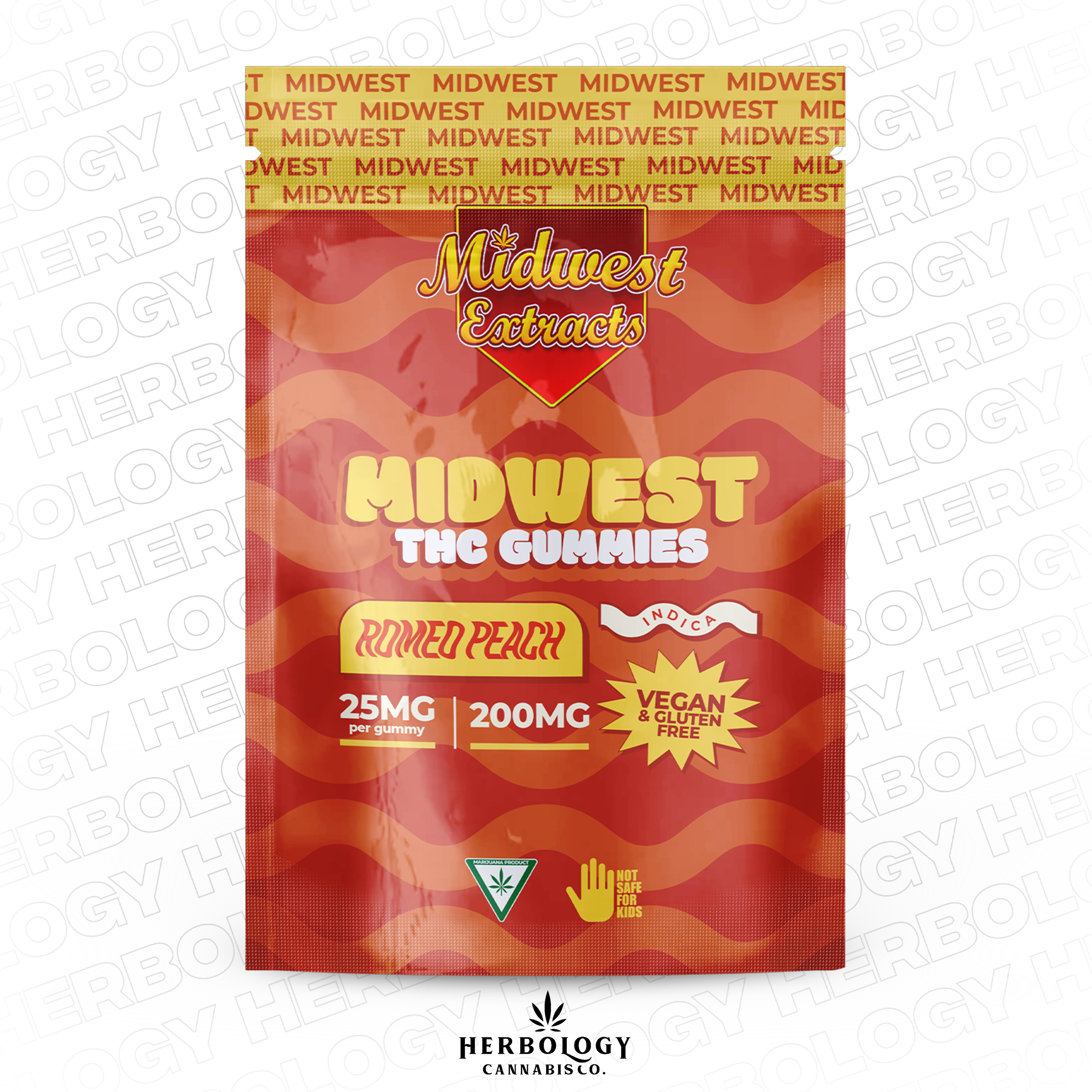 Photograph of product: Midwest Extracts | Gummy | Romeo Peach | 200mg