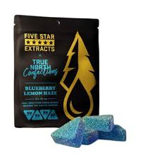 Photograph of product: 5 Star Extracts x True North | Blueberry Lemon Haze 4x50mg Gummies