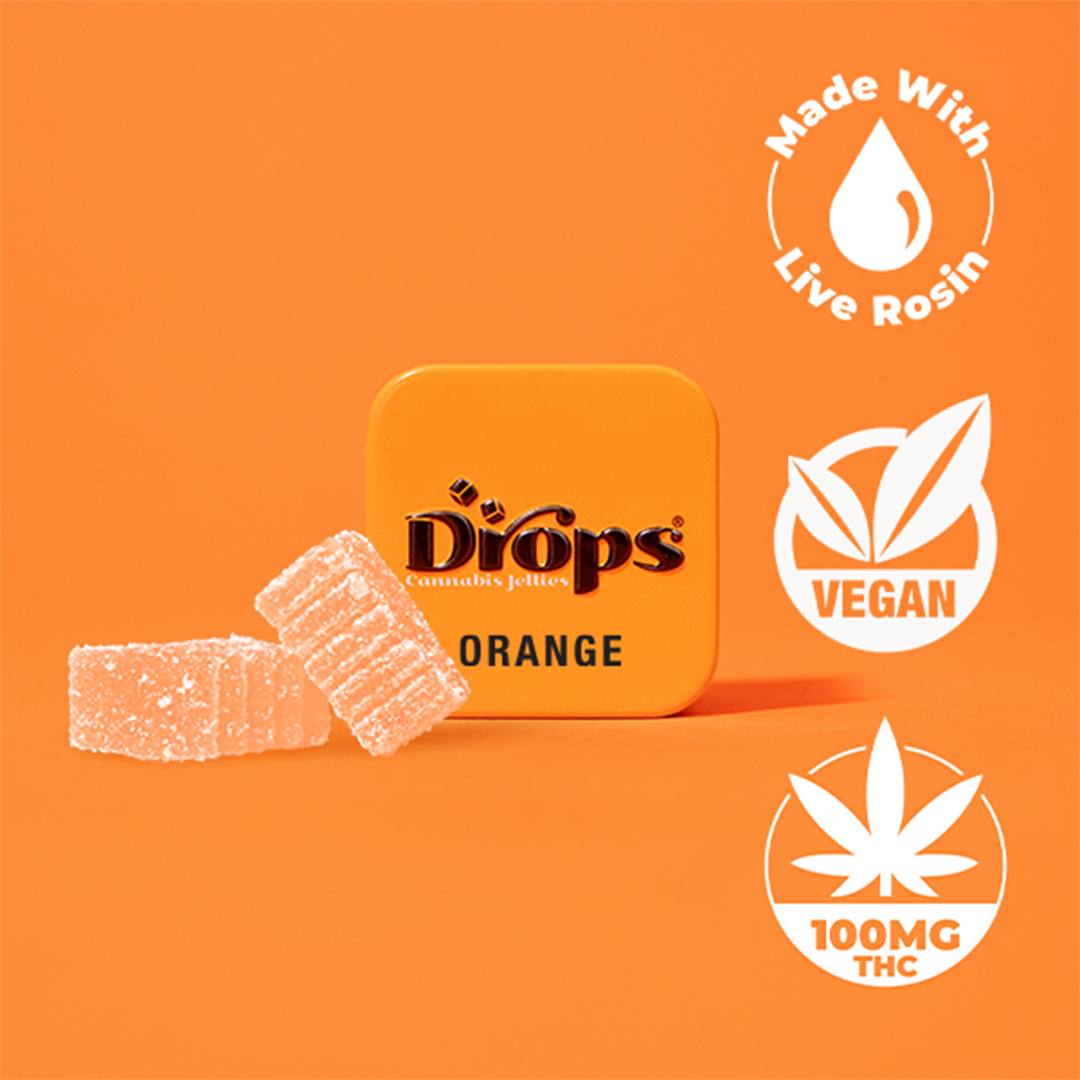 Photograph of product: Orange "Creative" Single 100MG Vegan Gummy, Drops (Taxes Included)