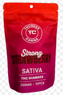 Photograph of product: Thunder Canna - Strong Strawberry - 200mg Gummies (4x50mg)
