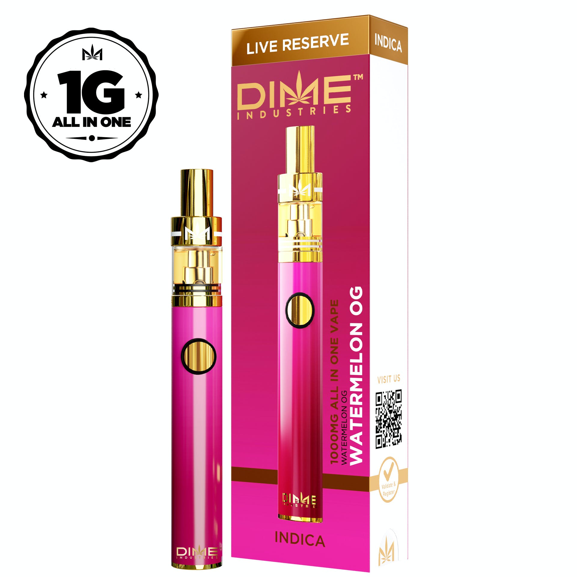 Photograph of product: Dime Industries - Watermelon OG (Oui'd) Live Resin All-In-One Vape 1g