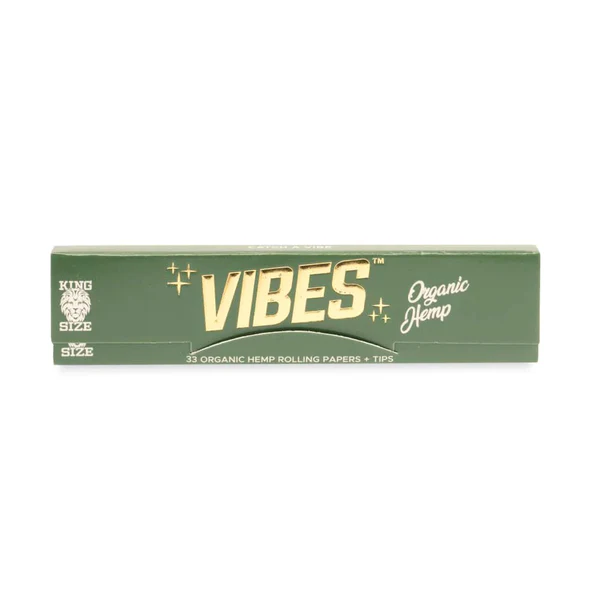 Photograph of product: Vibes | King Size | Slim Rolling Papers (33 + Tips) | Hemp | Accessories