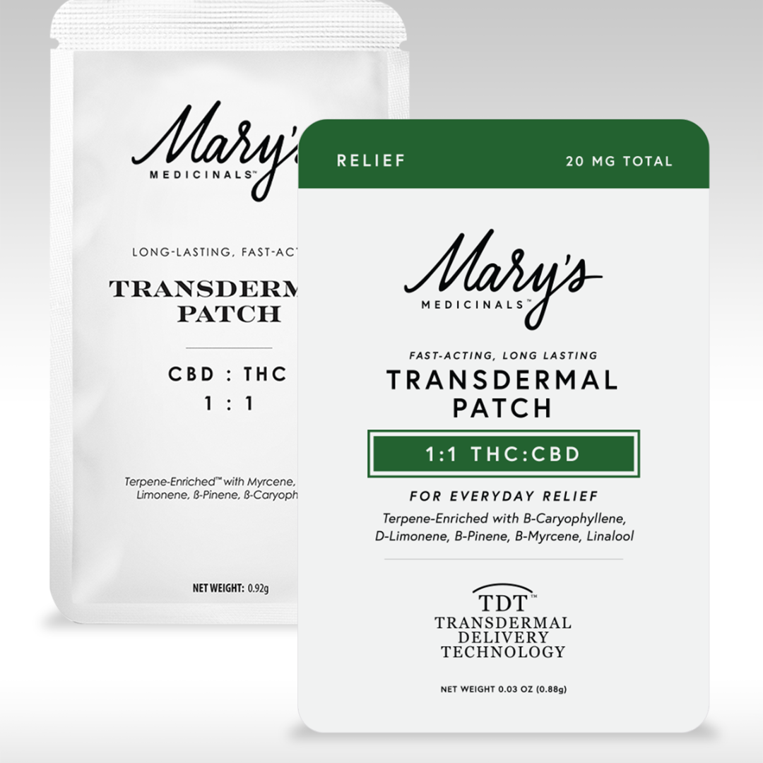 Photograph of product: Mary's Medicinals - Relief 1:1 (TH-oui:CBD) Transdermal Patch 20mg