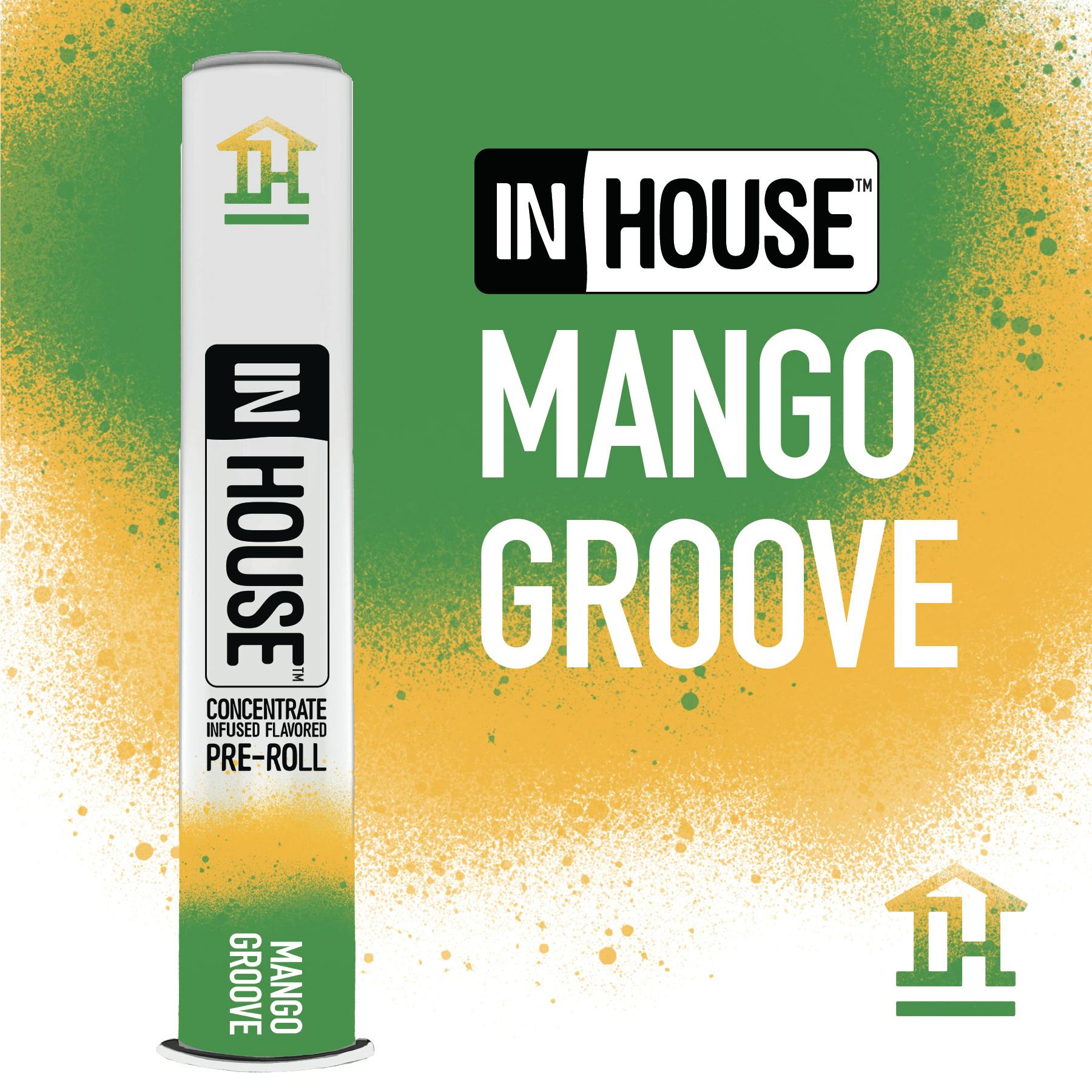 Photograph of product: In House Distillate Infused Preroll (0.75g) Mango Groove