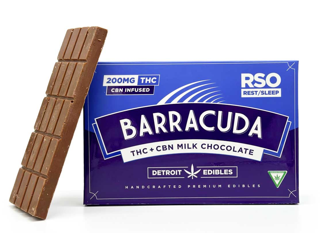 Photograph of product: Detroit Edibles - Barracuda Bar - Rest RSO Milk Chocolate (200mg)