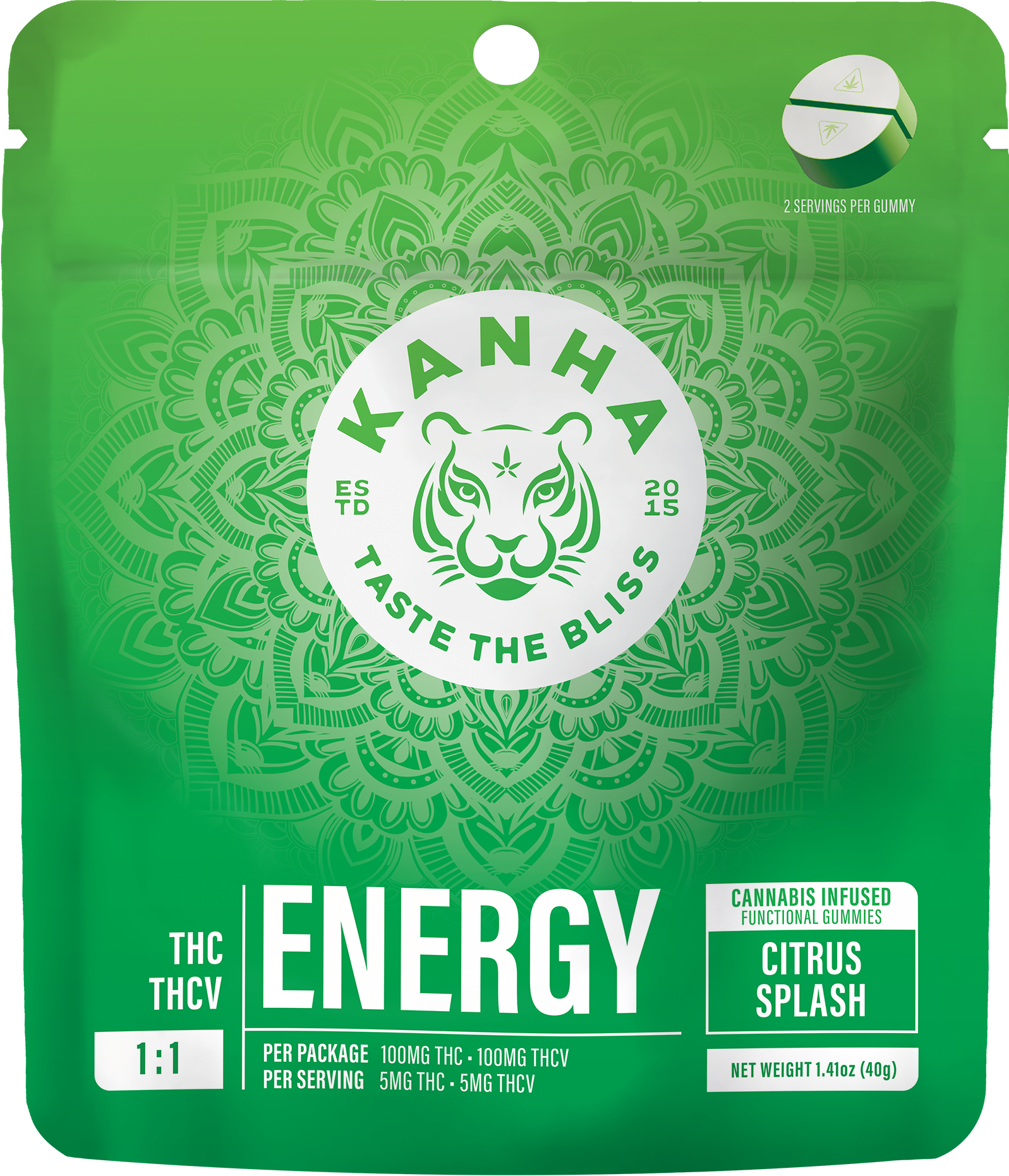 Photograph of product: Kanha Fx | Energy Citrus Splash 1:1 Thc:Thcv | Nano Fx Gummies 10 Pack