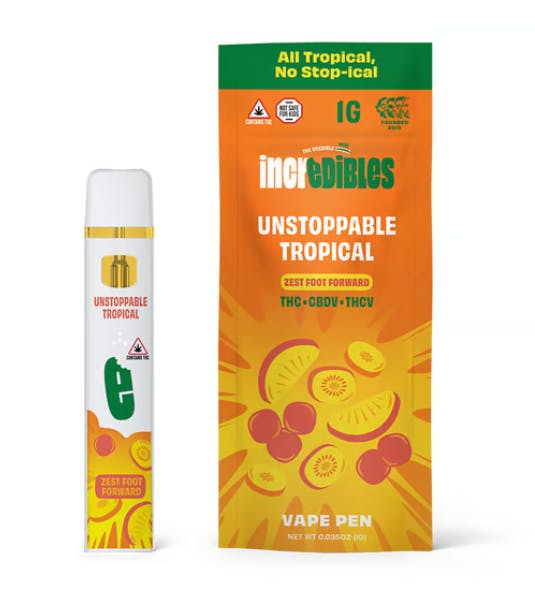 Photograph of Product: incredibles Unstoppable Tropical - Time 14 :1:1 (THC+CBDV+THCV) - Disposable Pen | 1g
