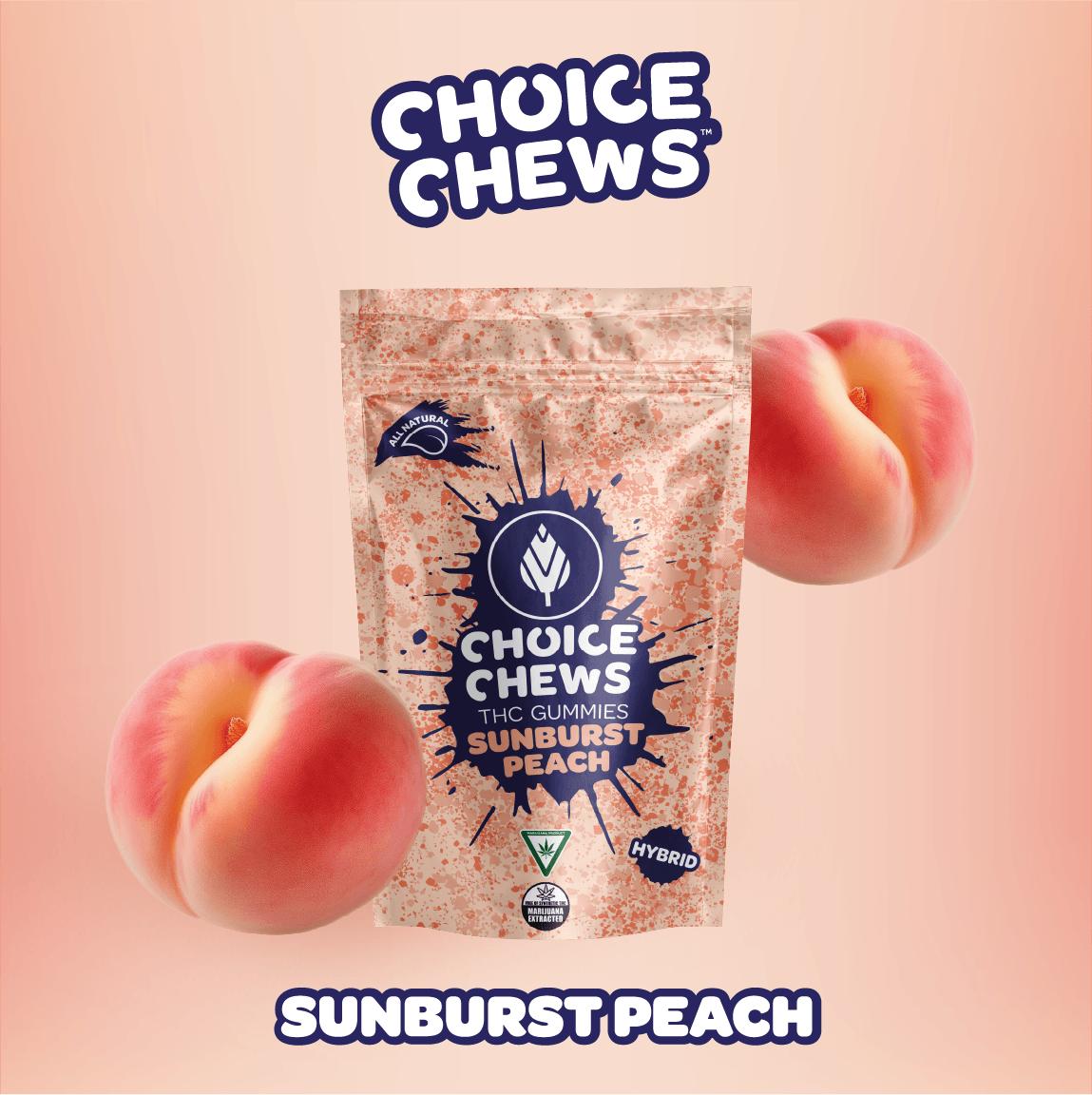 Photograph of product: Sunburst Peach Hybrid Enhanced Gummies | Choice Chews | 200mg (5/$20)