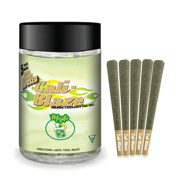 Photograph of product: Cali Blaze - Mojito 5-Pack 0.7g Liquid Diamonds Infused Pre-Rolls | 3/$50
