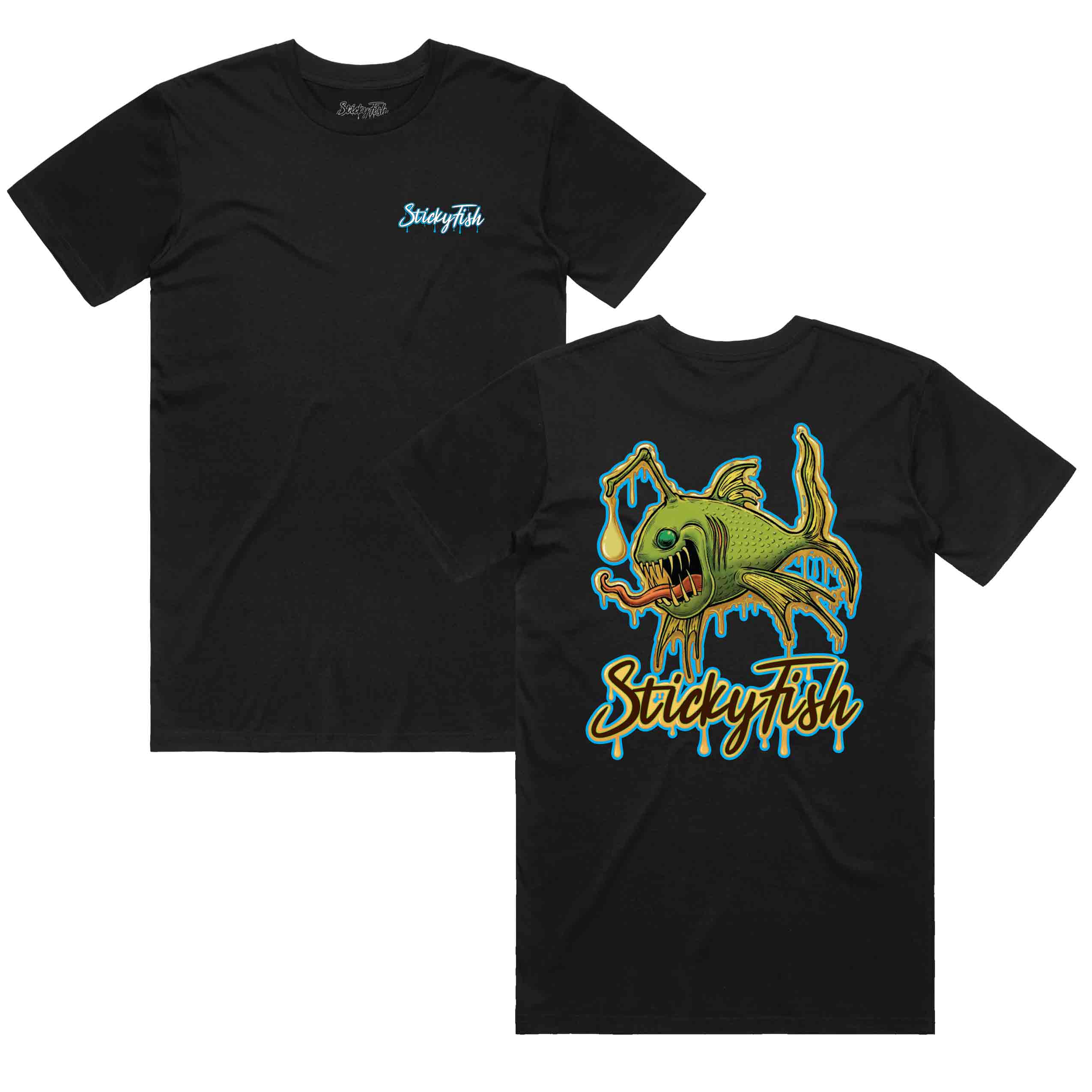 Photograph of product: Sticky Fish | Blue Drip | T-Shirt | S