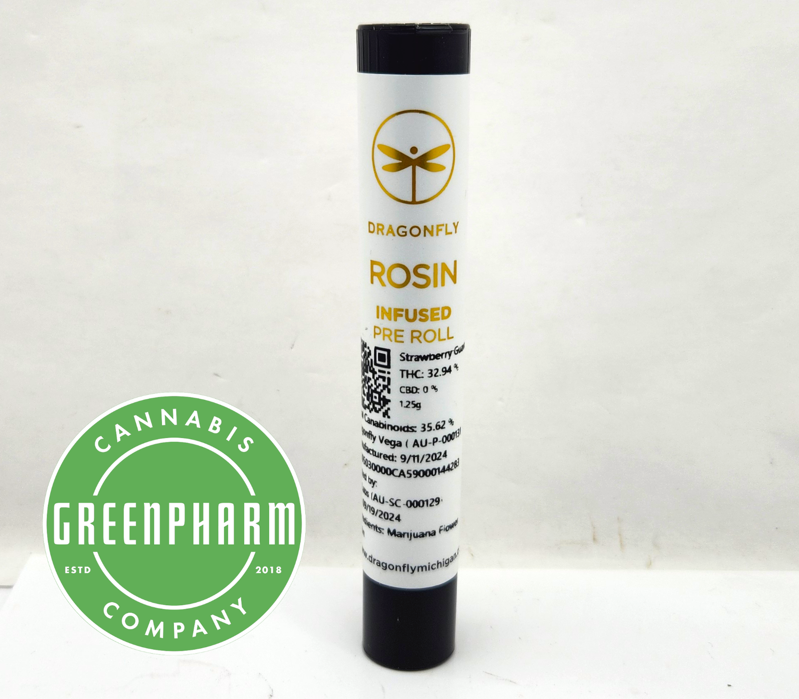 Photograph of product: Infused Pre-Roll | Dragonfly | Strawberry Guava Rosin Infused