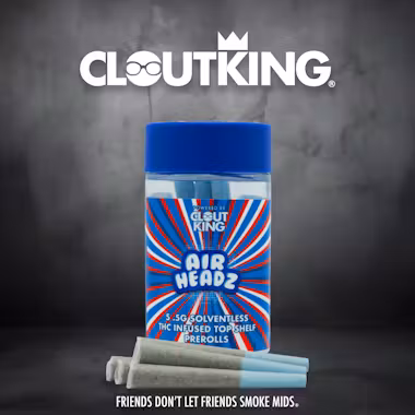 Photograph of product: Clout King | Airheadz 2.0 | 5Pk | Bubble au chocolat infused Pre rolls