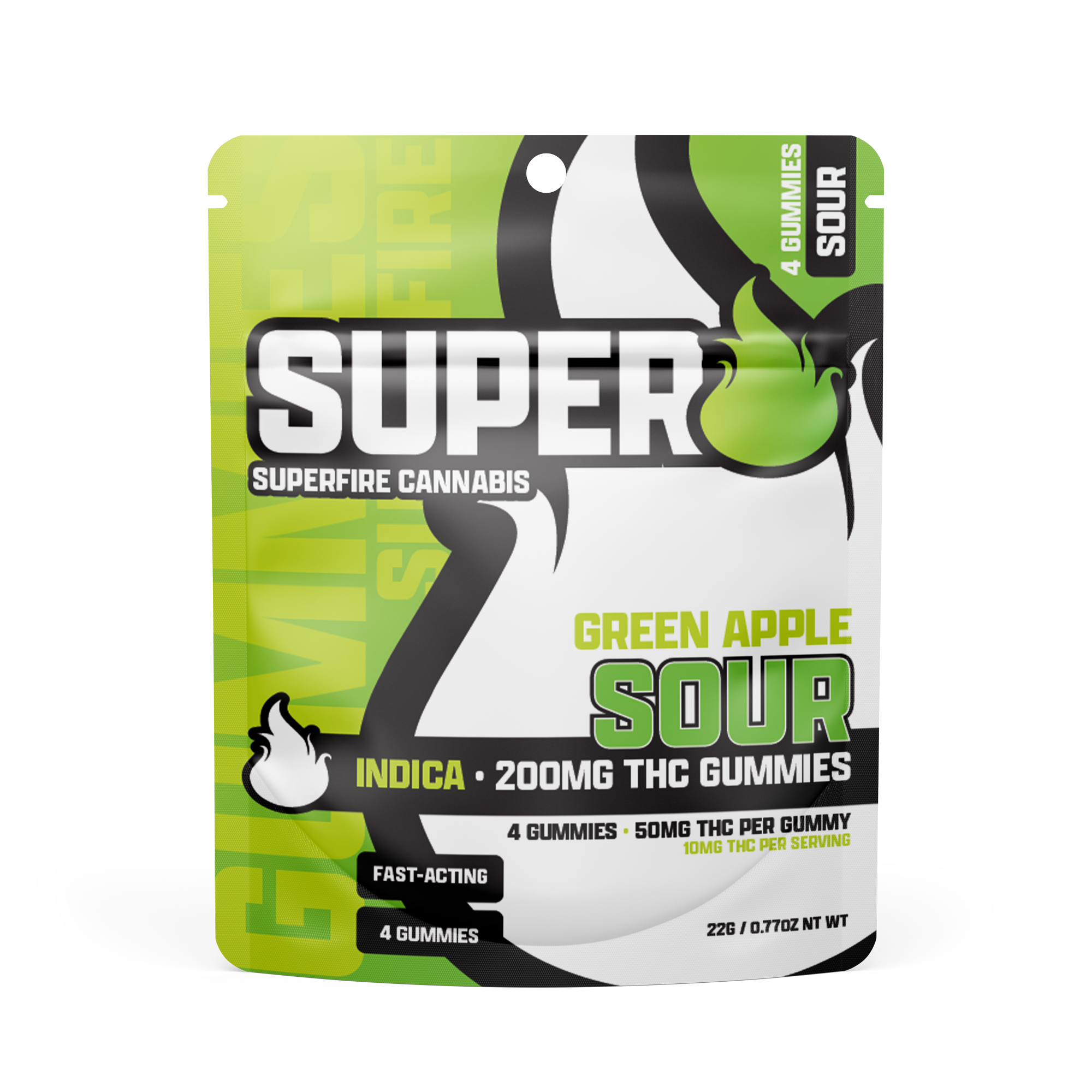 Photograph of product: Superfire - 200mg Gummies - Sour Green Apple