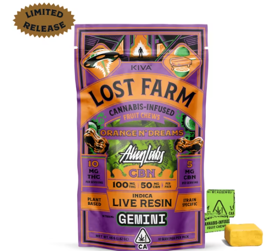 Photograph of product: Lost Farm - Chews - Orange N Dreams - Gemini CBN 10:5