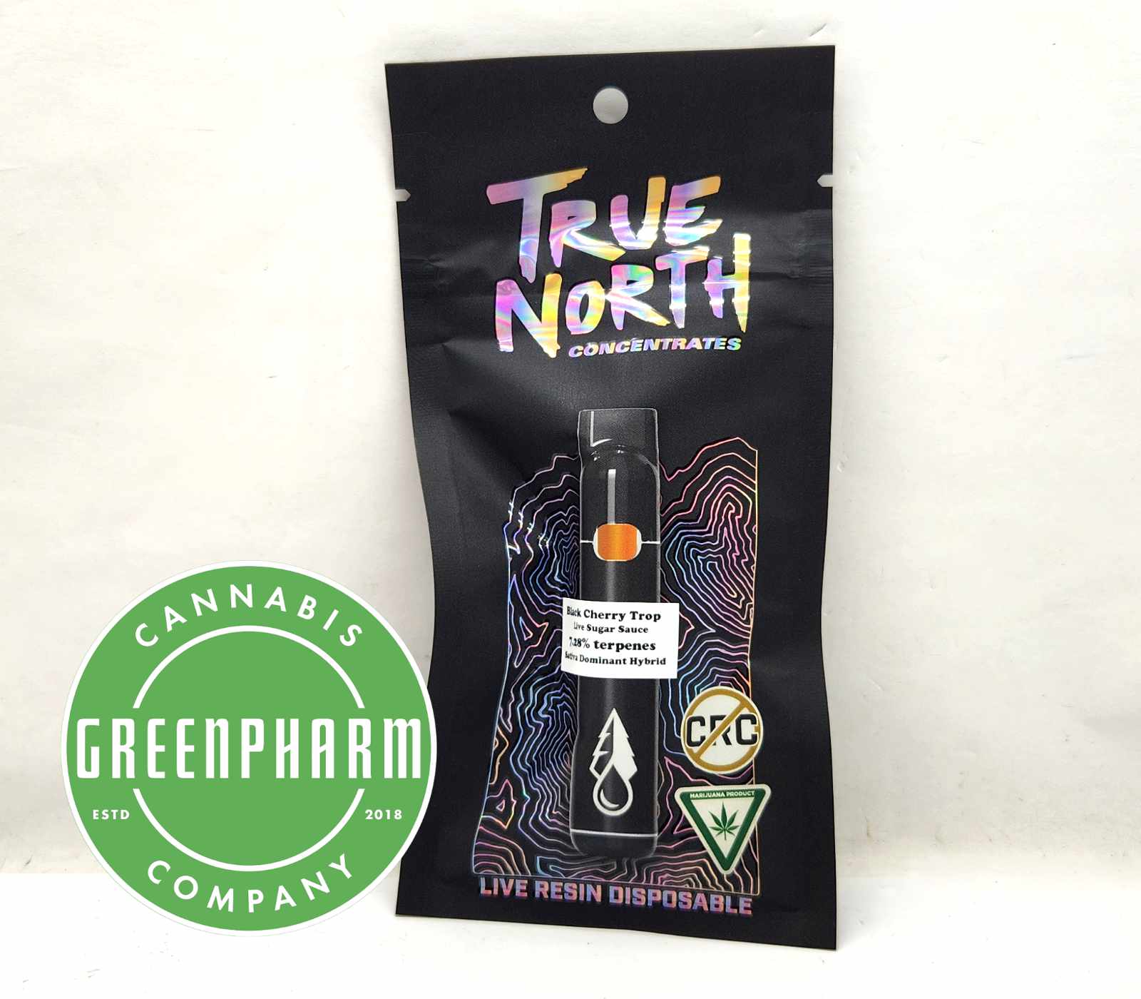 Photograph of product: Disposable Vape | True North | Black Cherry Trop Live Sugar Sauce
