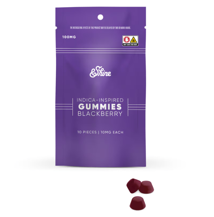 Photograph of product: &Shine Blackberry 100mg 10pk gummies