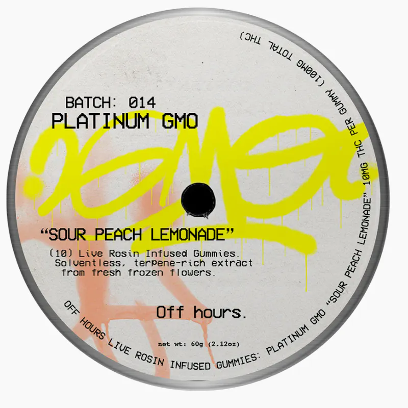 Photograph of product: Off Hours | Platinum GMO | Live Rosin | 100mg | 10ct