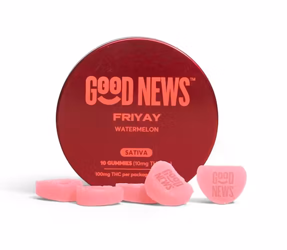 Photograph of product: GOOD NEWS Gummies 100mg: Friyay 10pc