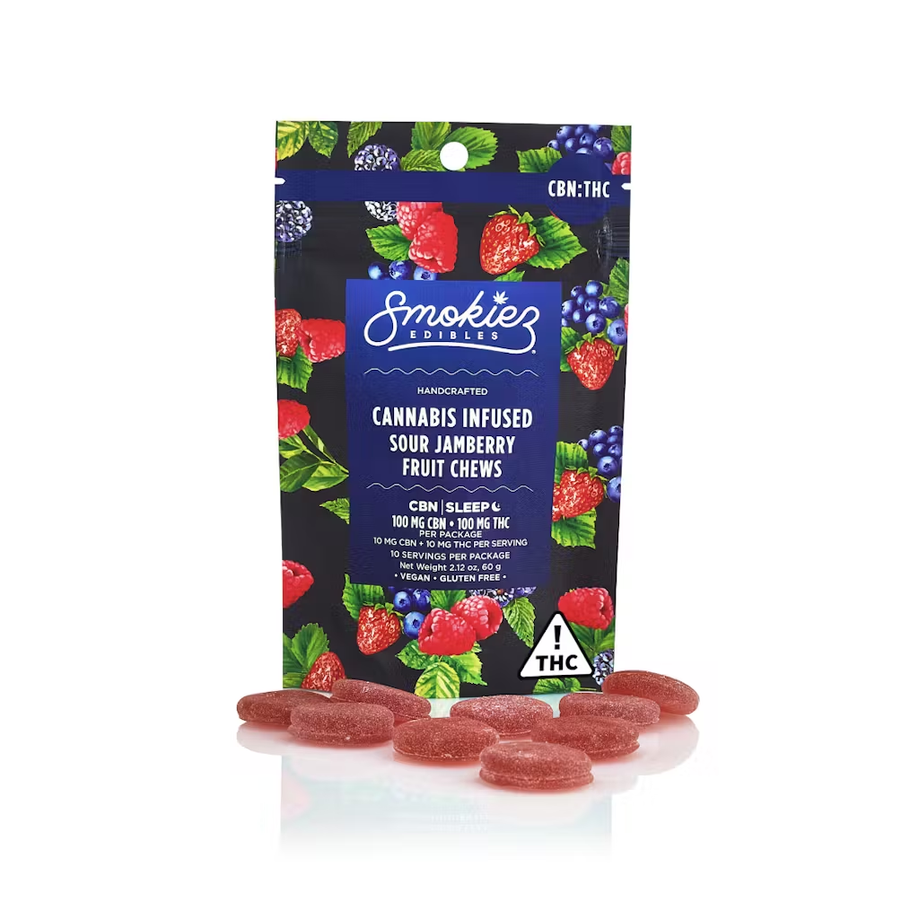 Photograph of product: Smokiez | Edibles | Jamberry 1:1 TH-oui:CBN | 10pk 100mg