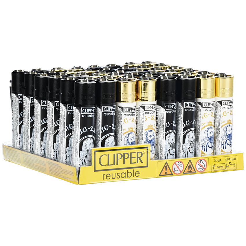 Photograph of product: Clipper Lighter | Zig Zag Logo | Assorted Designs | 48ct Display  SKU: HZ1053